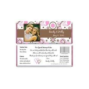  WA418p   Wedding Pink & Brown Photo Candy Bar Wrappers 