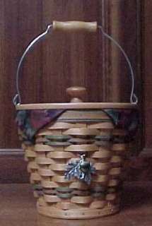 Longaberger 2002 Autumn Pail Basket Set L/P/TO/Lid  