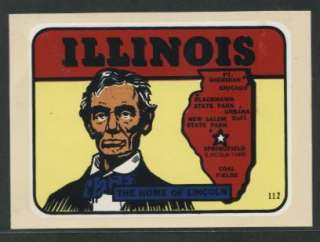 Vintage ILLINOIS Map LAND of LINCOLN Water Decal 112  