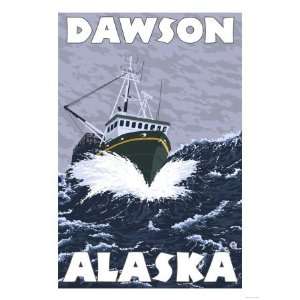  Fishing Boat Scene, Dawson, Alaska Giclee Poster Print 