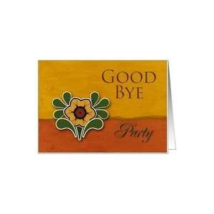  Good Bye Party Invitation, Yellow Flower, Orange and Deep 