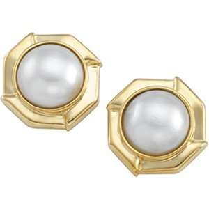   14K Yellow Gold Pair Mabe Cultured Pearl Earring: CleverEve: Jewelry