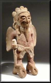 RARE Pre Columbian MAYAN Terracotta PRIEST Bird PolyChrome Figure 