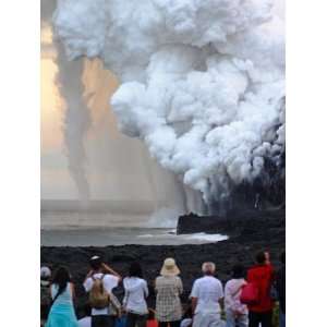  Tourists Watch Volcanic Waterspouts Form in the Eruption 