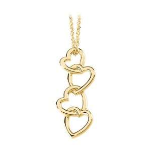  14K Yellow Gold Linked Hearts Necklace: Katarina: Jewelry