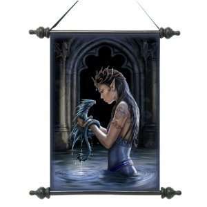 Xoticbrands 17 Gothic Water Dragon Canvas Wall Scroll 