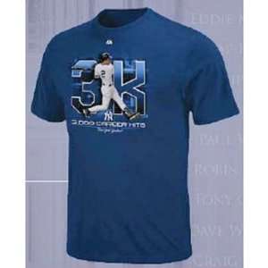  Derek Jeter 3000th Hit Official Photo Blue T Shirt Size 