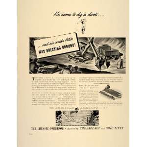 1941 Ad Chessie Corridor Chesapeake & Ohio Steam Shovel   Original 
