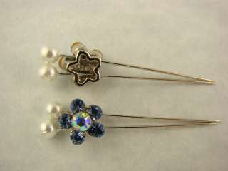 Hole Beads QTY 10 BLUE Daisy & Rose Made with Lt Sapphire Swarovski 