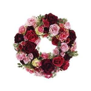  15.5 Rose/Skimmia Wreath Pink Red   FWR693 PK/RE Silk 