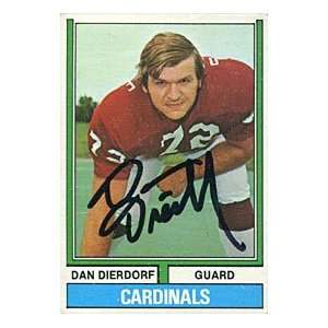  Dan Dierdorf Autographed/Signed 1974 Topps Card: Sports 