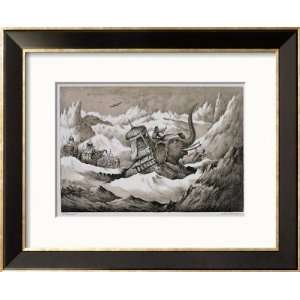  Hannibal and His War Elephants Crossing the Alps Framed 