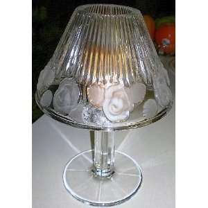   Satin Rose Frosted Crystal Candle Holder Lamp 