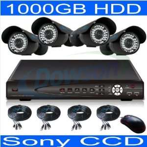  CCTV Surveillance Video System 1000GB HDD 4 Channel H.264 