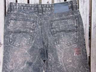 Mens MACHINE Jeans Blk Acid Washed Slim Straight 30x32  