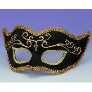   Black Venetian Mardi Gras Carnival Parade Half Mask: Toys & Games