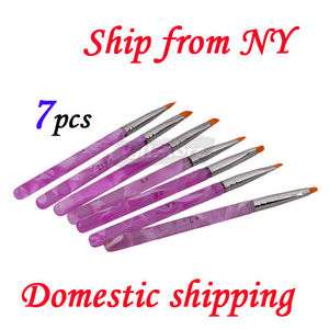 7pcs UV Gel Acrylic Nail Art Builder Brush Pen Design Painting  