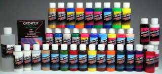 CREATEX AIRBRUSH PAINT MASTER COLOR SET w/36 COLORS,DVD  