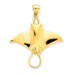  14k Gold Manta Ray Pendant: Jewelry