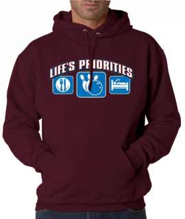 Lifes Priorities Bowling Funny 50/50 Pullover Hoodie  