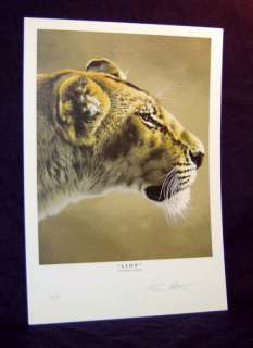 LION   AUTOGRAPHED PRINT/FUZ CAFORIO   DE WILDT CATS 8.5x11 