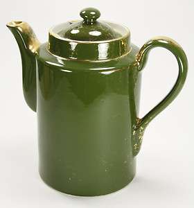 Hall Coffee Pot Style Washington Green Gold Trim Ceramic Vintage 