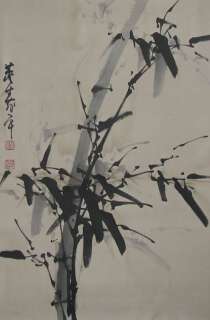 J357Chinese Scroll Painting of Bamboo by Dong Shouping  