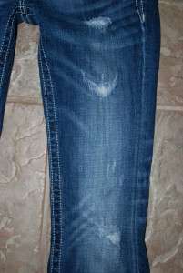 Miss Me Sparkly Rhinestone Distressed Boot Stretch Jeans sz 26 x 35 