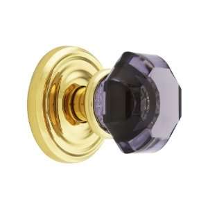 Classic Rosette Set With Amethyst Crystal Door Knobs Privacy Polished 