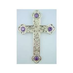  Silver Bishops Pectoral Cross Purple Gemstone Chi Rho 