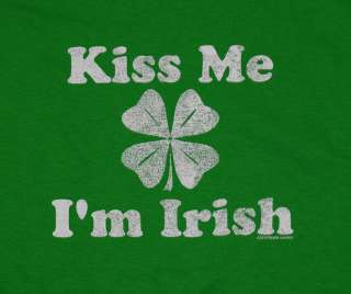 Kiss Me Im Irish Shamrock Clover Celtic Adult T Shirt Tee  