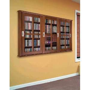  Wall Mounted Media Storage with Sliding Door in Walnut 
