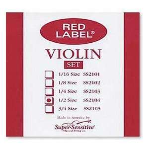  Super Sensitive Red Label 1/2 Violin String Set   Medium 