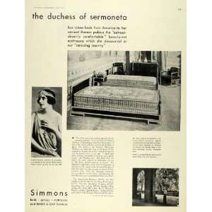  1930 Ad Vittoria Colonna Duchess Sermoneta Simmons Beds 