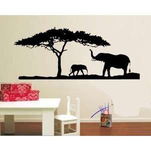 Safari Elephant Wall Mural Vinyl Wall Art Decal Sticker Kids Room, One 