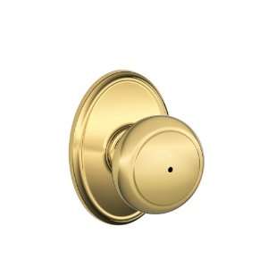   Brass F Series Privacy Andover Door Knobset with the Decorative Wakefi