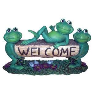  DHI/ACCENTS Welcome Frog Trio With Log Statuary Sold in 