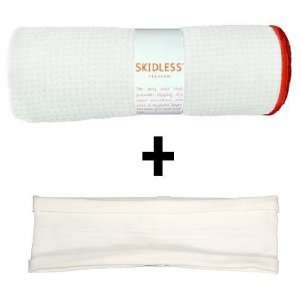   yoga towel + white hBand stretchy headband combo by Absolute Yogi