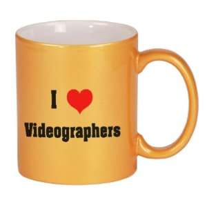  I Love/Heart Videographers Coffee Mug Metallic Gold 11 oz 