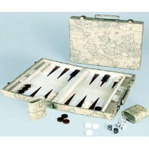  18 Backgammon Set in Map Design Case Toys & Games