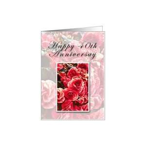  Happy 40th Anniversary, Pink Flowers Card: Health 
