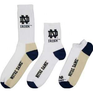  Notre Dame Fighting Irish Mens 3 Pair Sock Pack: Sports 