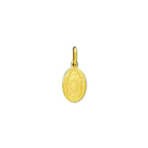 14K Solid Yellow Gold Virgin Guadalupe Charm Pendant  