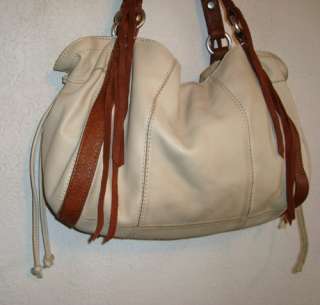 Lucky Brand Handbag~Leather~Vintage Inspired~Hobo Purse~Beige.Brown 