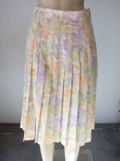 Vintage Retro St Michael UK Muted Floral Print Pleated Med Length 