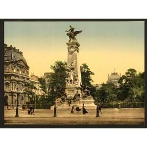  Photochrom Reprint of Gambettas monument, Paris, France 