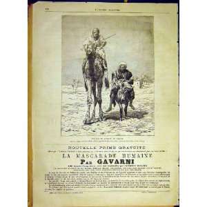  Egypt Desert Camel Donkey Rider French Print 1880