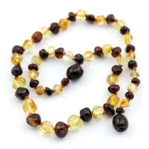 Baltic Amber Baby Teething Necklace   Cherry Multicolored Round W/the 