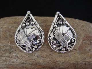 Navajo Sterling Silver Tear Drop Eagle Post Earrings!  