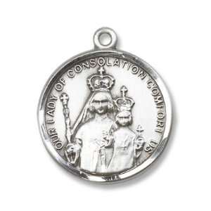 Sterling Silver Our Lady of Consolation Pendant Stainless Silver Heavy 